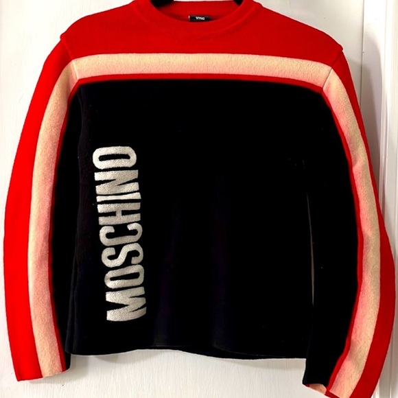 Moschino Sportswear Logo Black & Red Sweater - Size Small